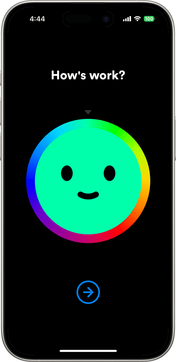 MOOD.ai app check-in preview